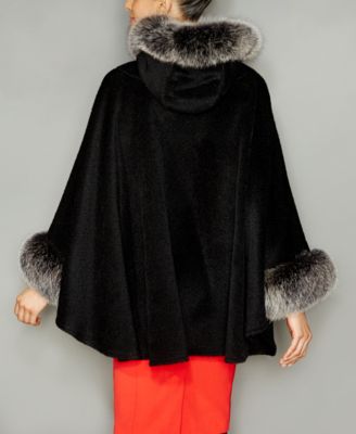The Fur Vault Fox-Trim Wool-Alpaca-Blend Hooded Cape