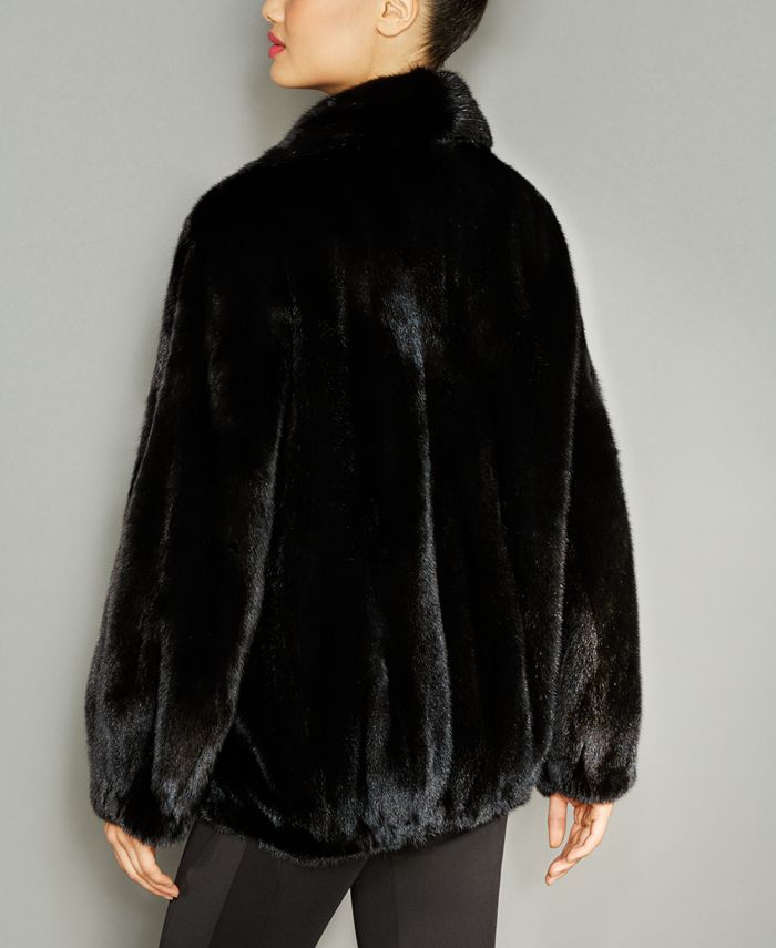 The Fur Vault Fox-Fur-Trim Hooded Mink Fur Coat & Reviews - Macy's