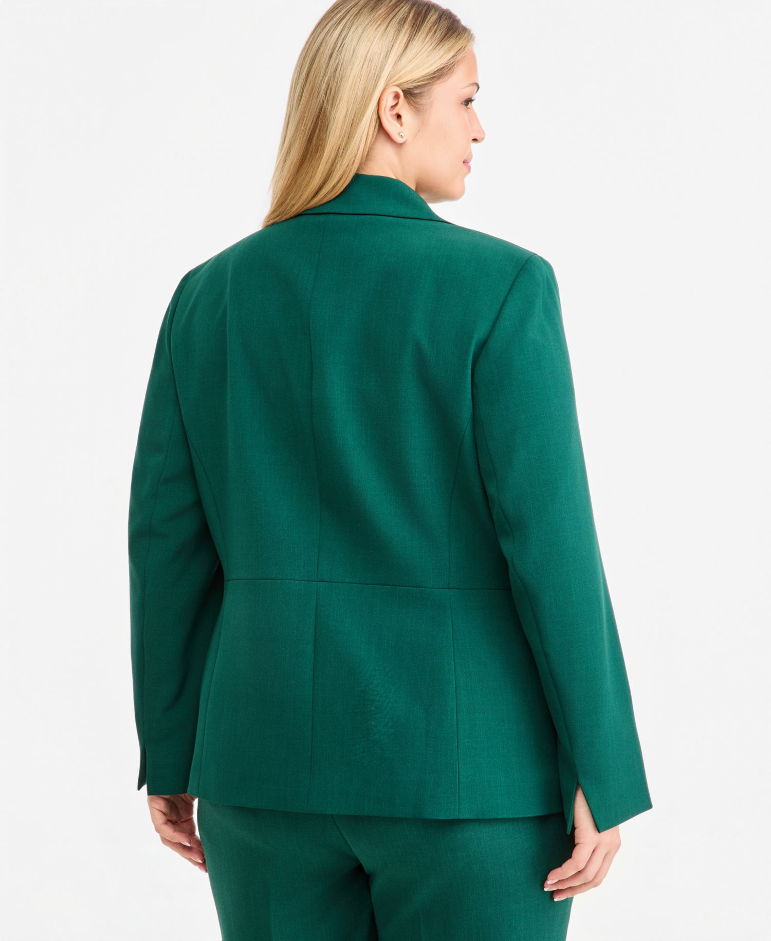 Plus Size Single-Button Notch Collar Tailored Blazer