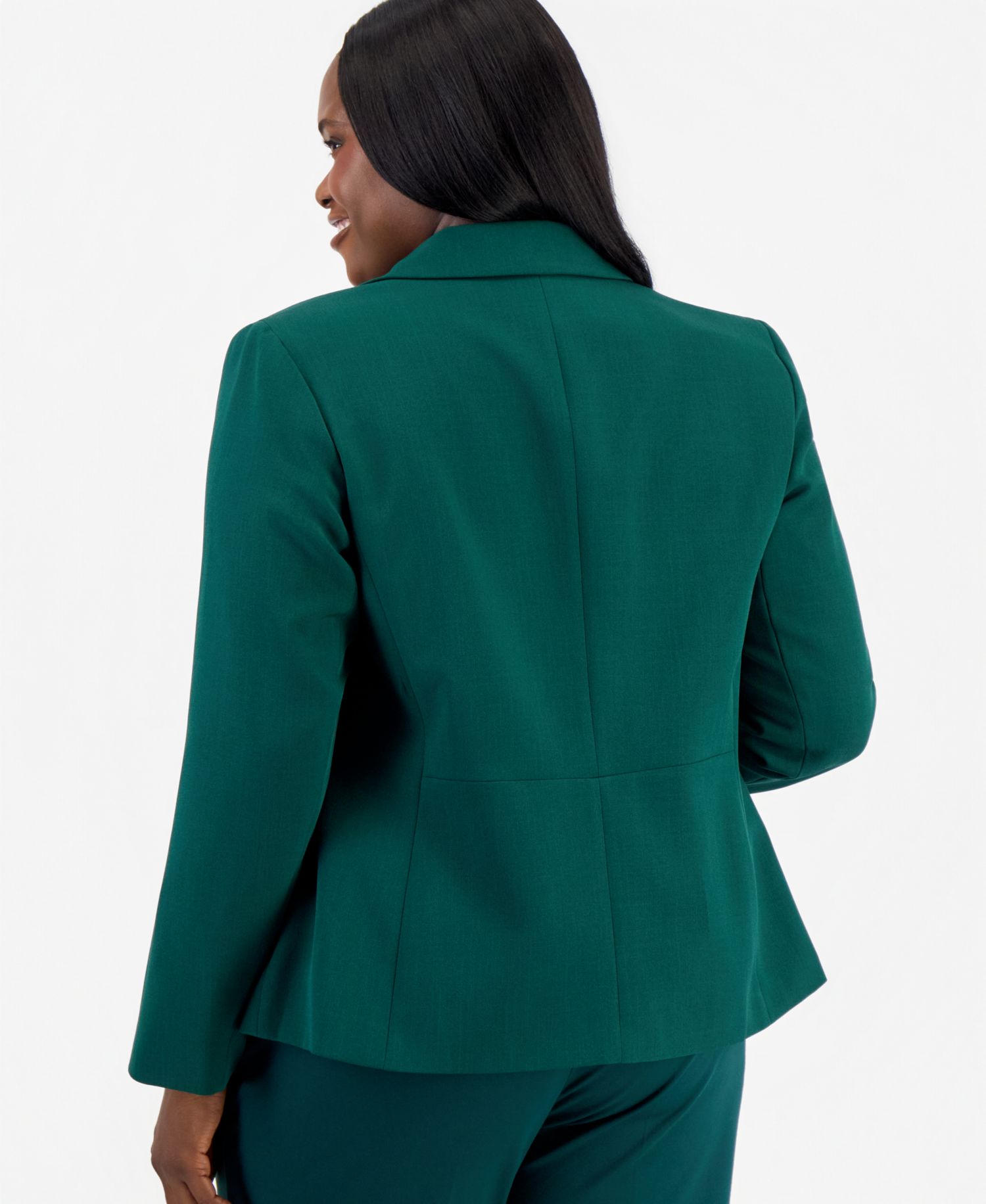 Plus Size Two-Button Flap-Pocket Blazer