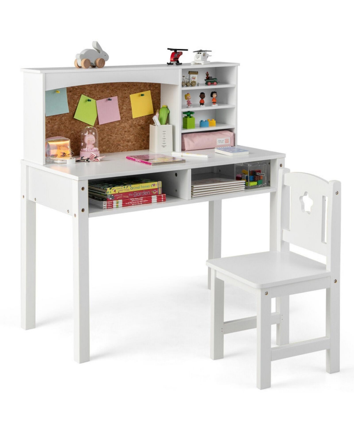 Gouun Kids Desk and Chair Set with Hutch and Bulletin Board
