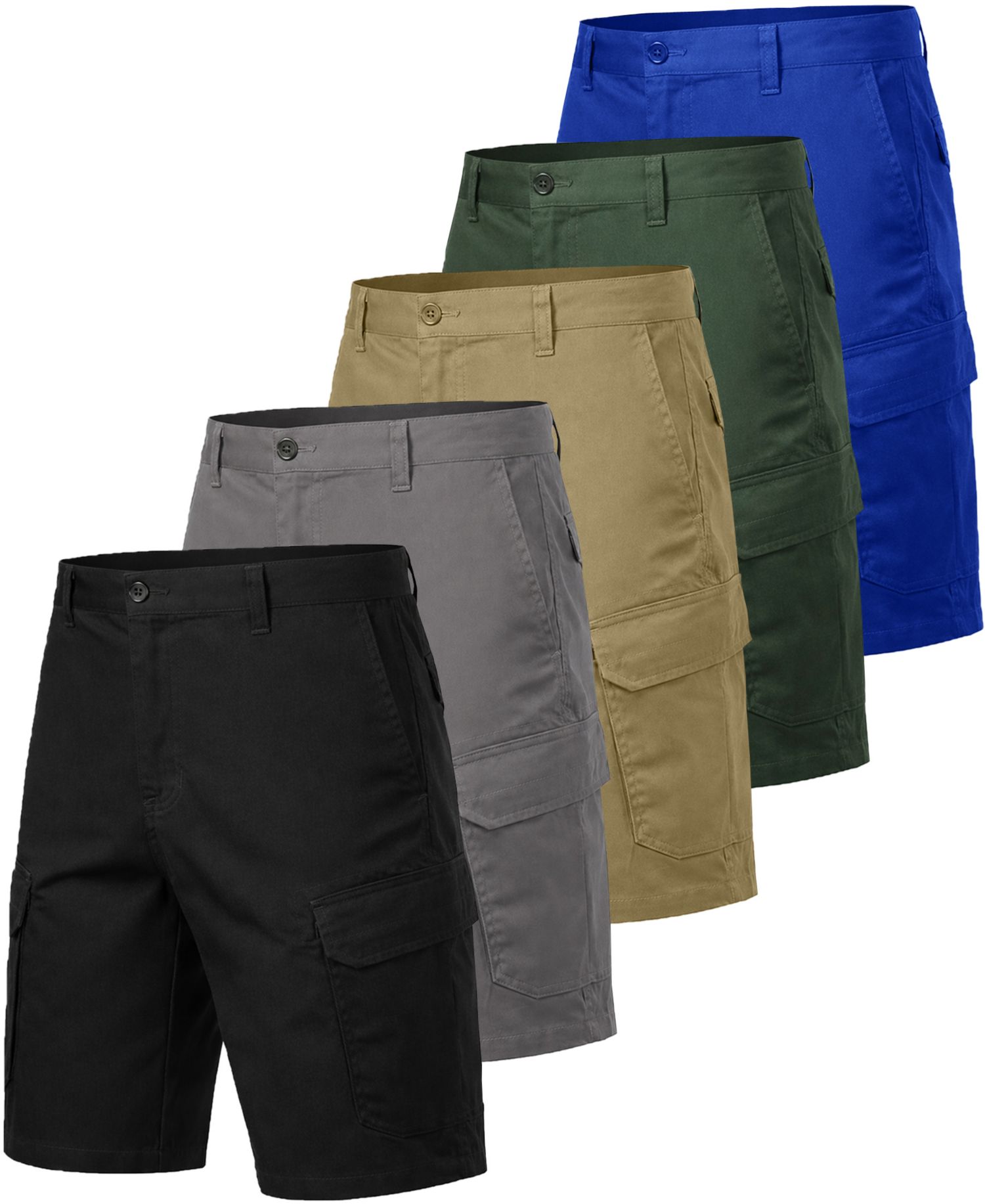 Men's Cotton Flex Stretch 11" Cargo Shorts, 5-Pack