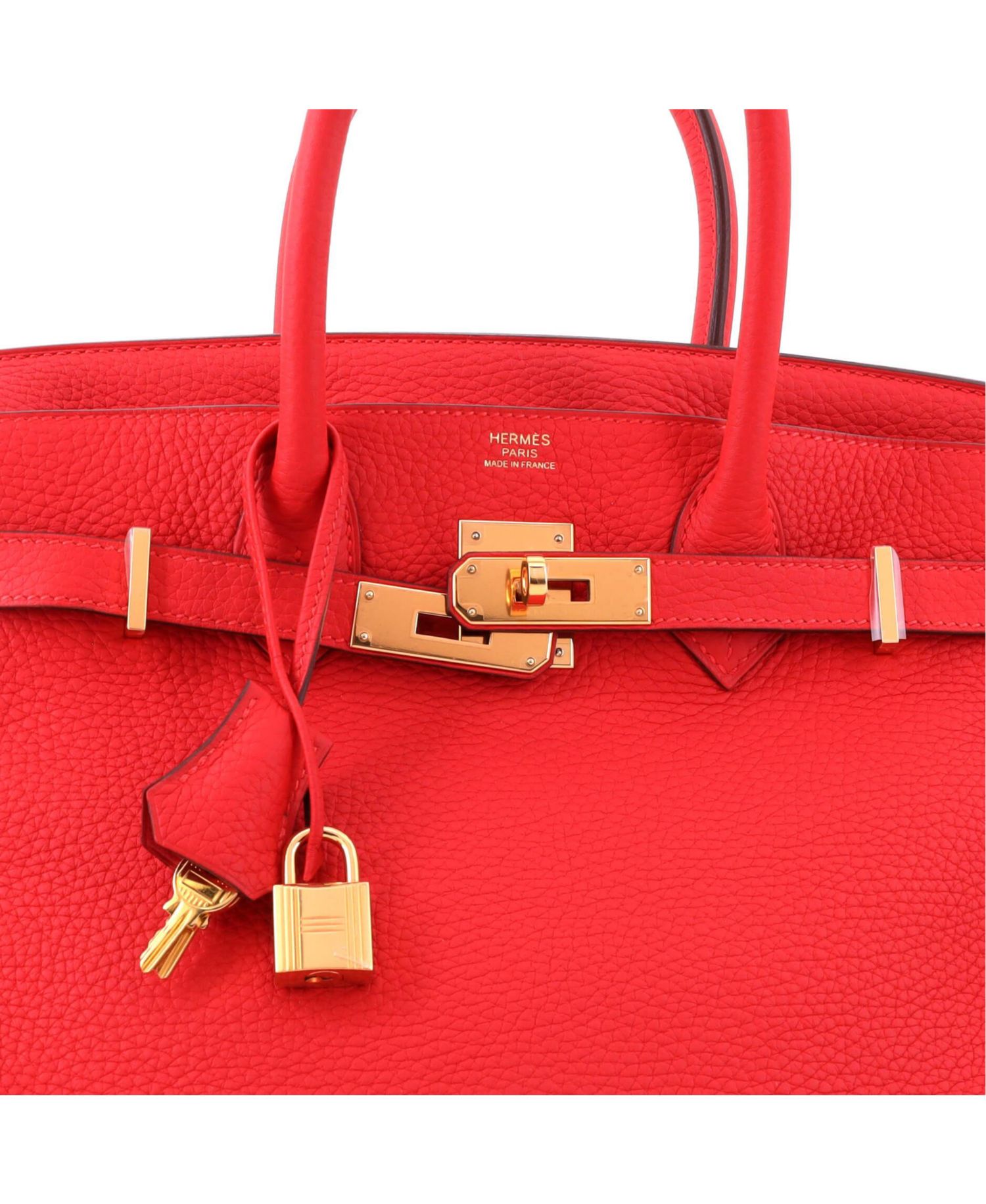 Birkin 30 Handbag Red Clemence with Gold Hardware