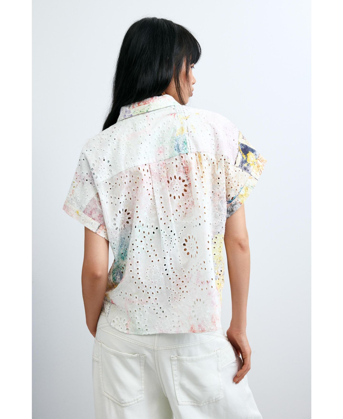 Женская рубашка Desigual Short-Sleeve Cotton, цвет: Разноцветный — фото 4