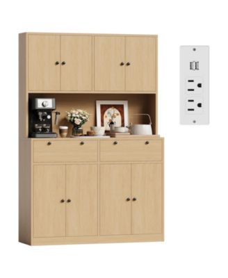 71-Inch Tall Kitchen Pantry with Charging Station, Drawers and Doors, Storage Hutch for Dining Room