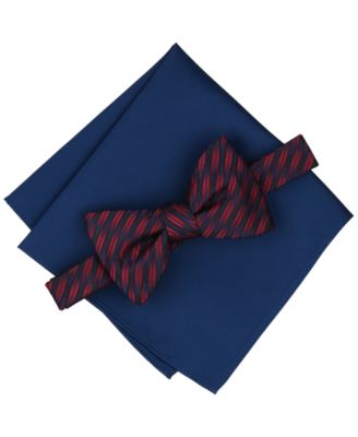Men's Summit Stripe Geo Pre-Tied Bow Tie and Pocket Square, 2-Piece Set