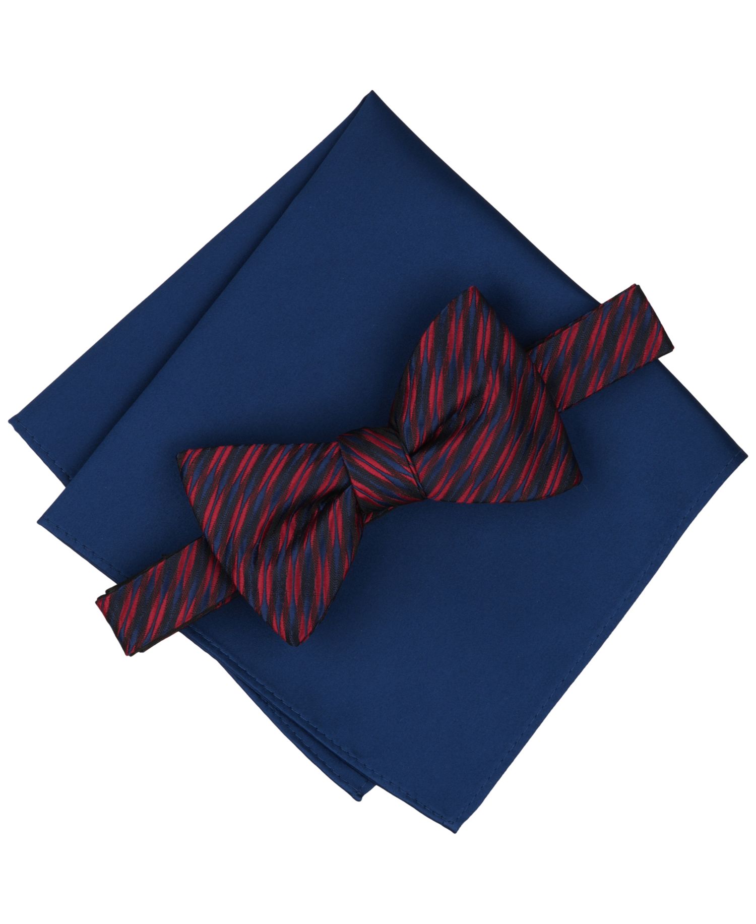Men's Summit Stripe Geo Pre-Tied Bow Tie and Pocket Square, 2-Piece Set