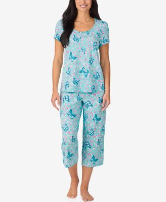 Women's Short-Sleeve Top & Cropped Pants, 2-Piece Pajama Set