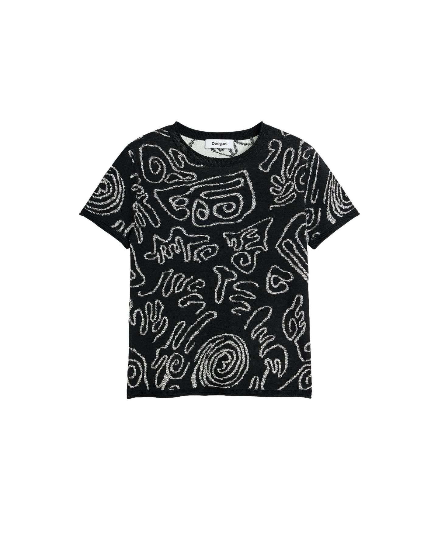 Женская футболка Desigual Jacquard Knit, цвет: Чёрный — фото 5