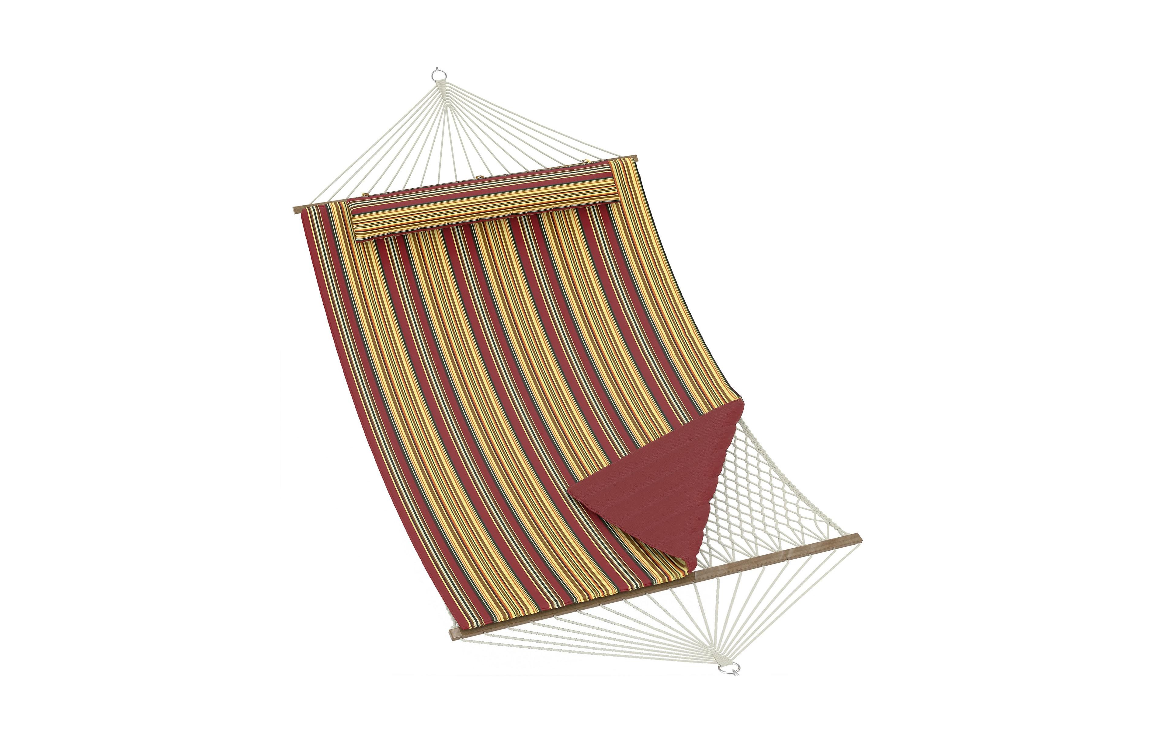 homfan 12FEET Double Hammock - Wooden Spreader Bar, Polyester-Cotton Pad, Removable Pillow, 450 Lbs, 2-in-1 Outdoor for Garden or Beach