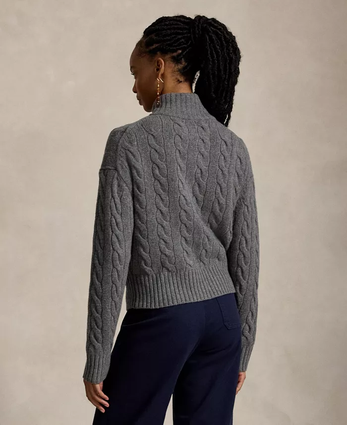 Women's Cable-Knit Half-Zip Wool-Cashmere Sweater - thumbnail 10