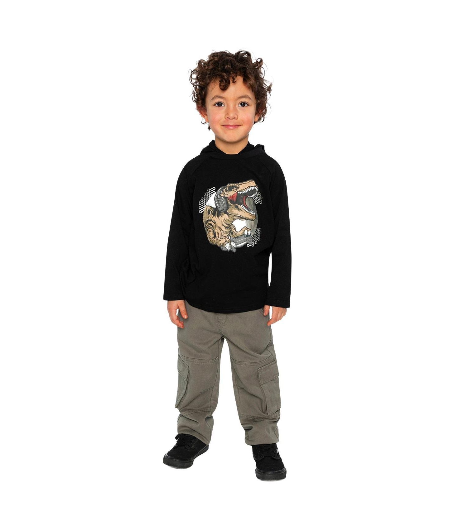 Футболка Deux par Deux Raglan Hooded для мальчиков, цвет: Чёрный / Коричневый — фото 6