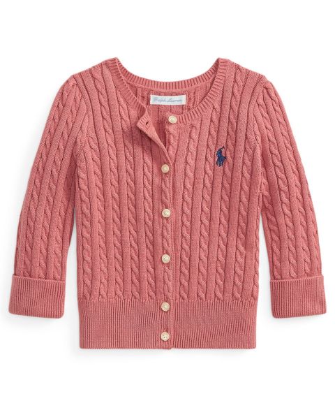 Кардиган Polo Ralph Lauren Mini Cable Cotton Cardigan для девочек-малышей, цвет: Холщовый розовый