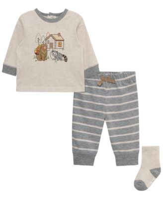 Baby Boys' Cabin Round Neck Top, Joggers and Socks, 3-Piece Set 
