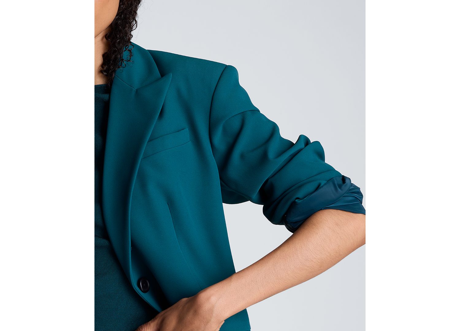 Women's Slim-Sleeve Zippers One-Button Blazer