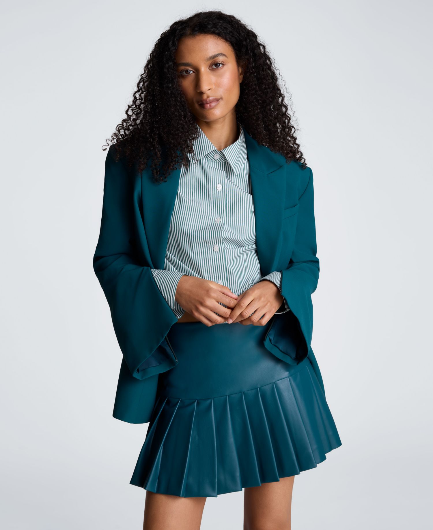 Women's Slim-Sleeve Zippers One-Button Blazer