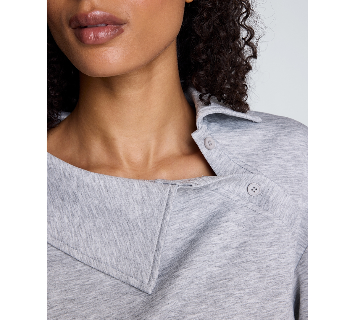 Kenneth Cole Women's Asymmetric Collar Pleated Long-Sleeve Top