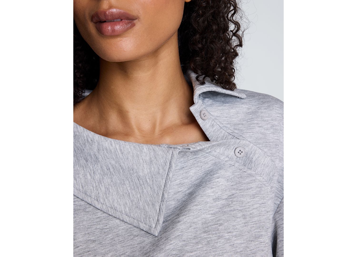 Women's Asymmetric Collar Pleated Long-Sleeve Top