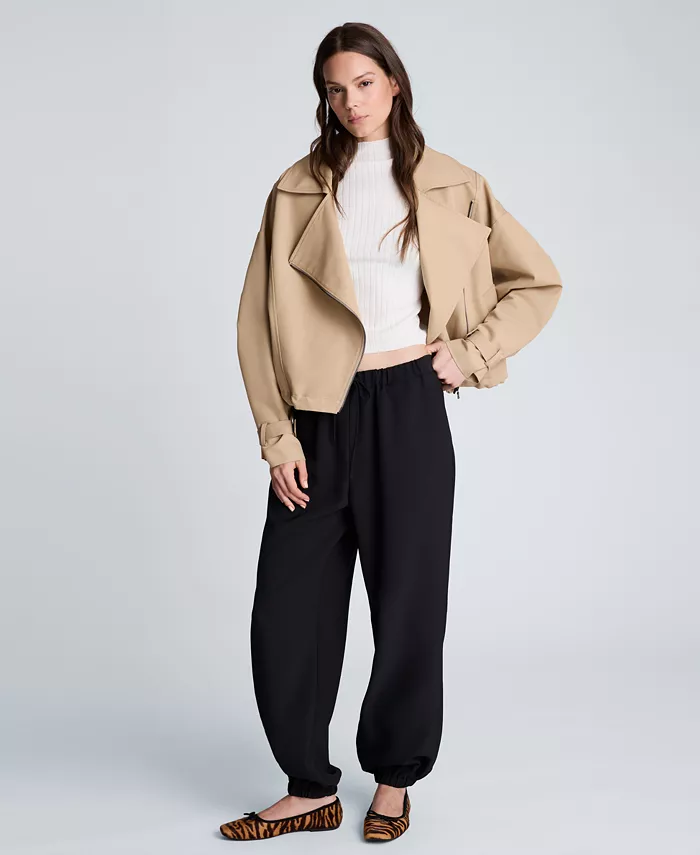 Women's Cropped Funnel-Neck Windbreaker Jacket - thumbnail 2