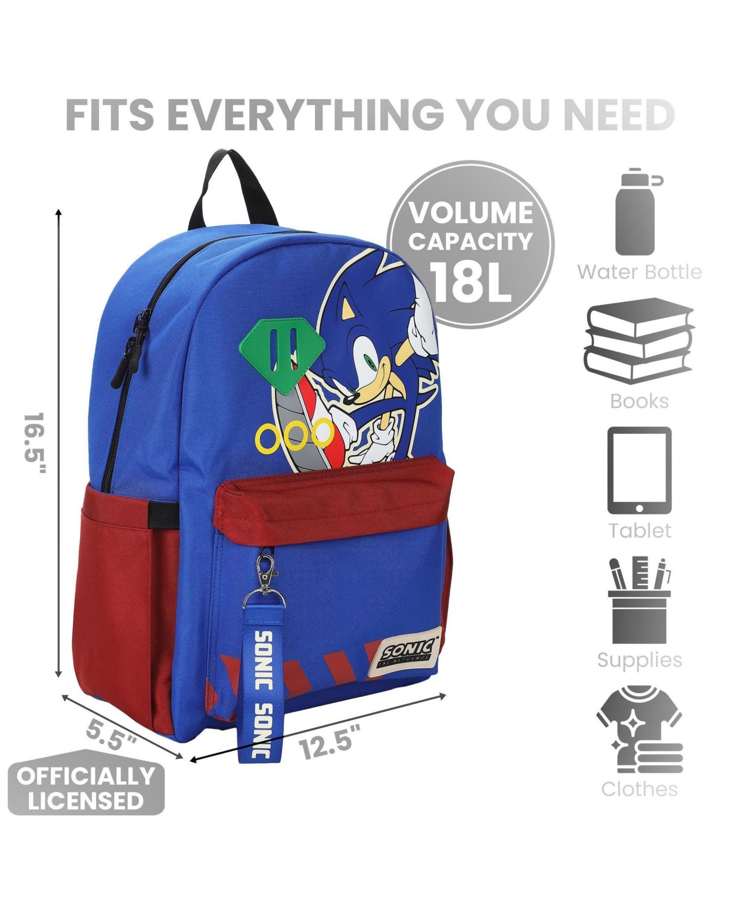 Sonic Character Art 16.5 Inch Adult Backpack
