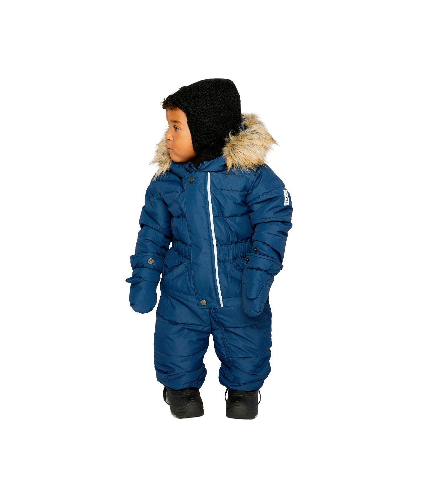Комбинезон Deux par Deux Unisex Original One Piece Puffy Snowsuit with Removable Mittens and Boots. для мальчиков-малышей, цвет: Тёмный синий — фото 2