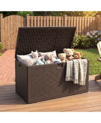73 Gallon Lockable and Weatherproof Resin Deck Storage Box - Extra Large Outdoor Organizer for Garden Tools, Pool Toys