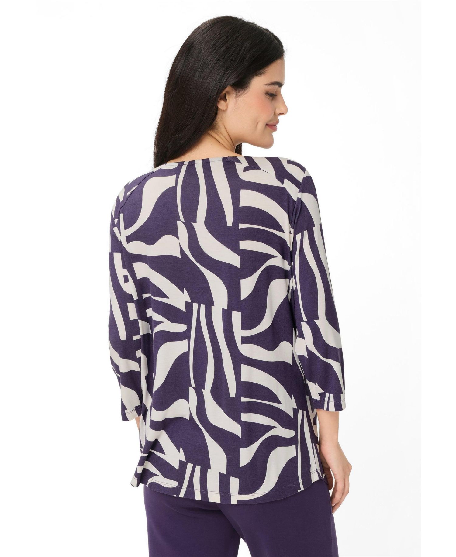 Women's Zebra Splice Print Keyhole T-Shirt