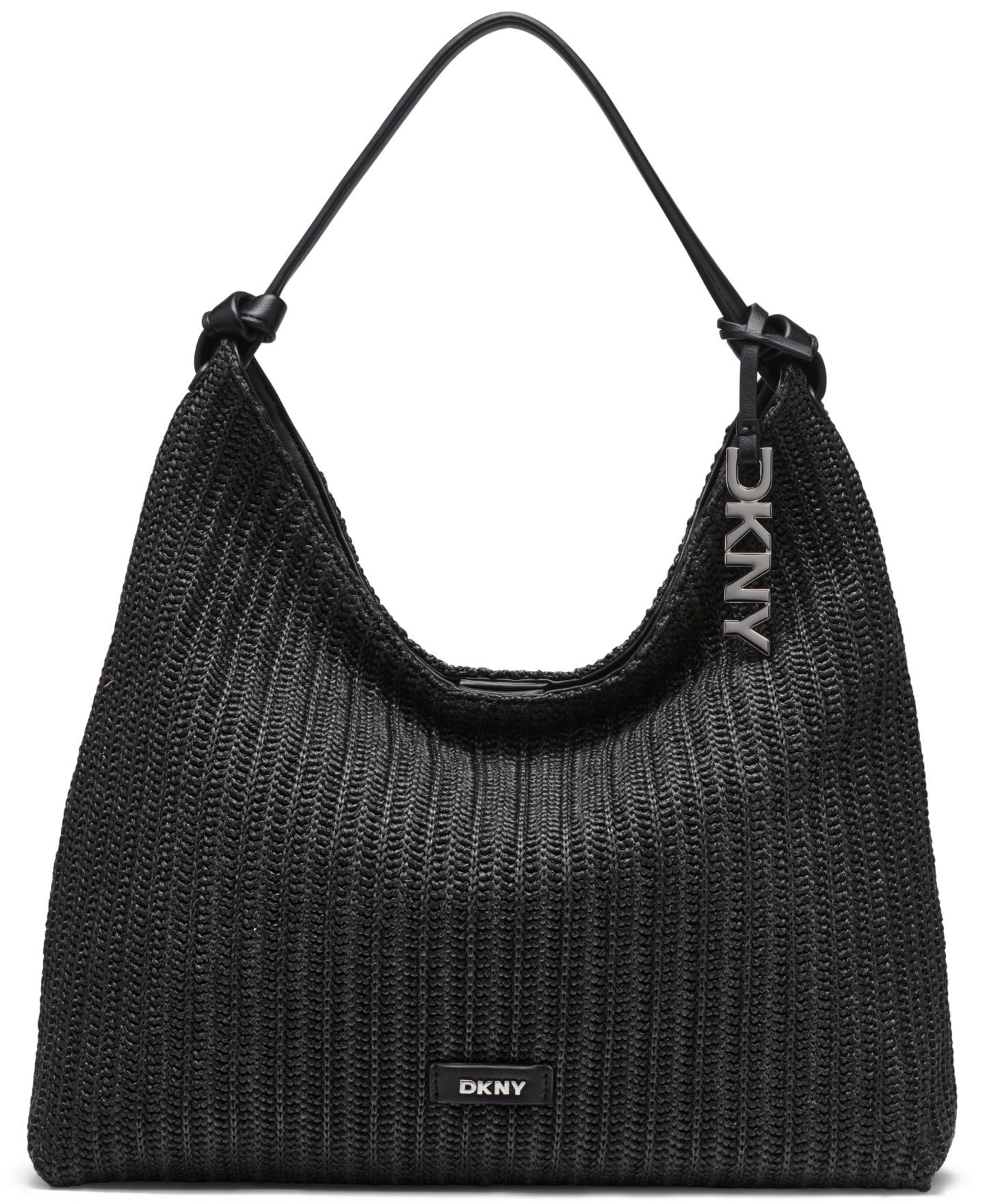 Женская сумка DKNY Paula Large Hobo Handbag, цвет: Чёрный / Серебряный — фото 1