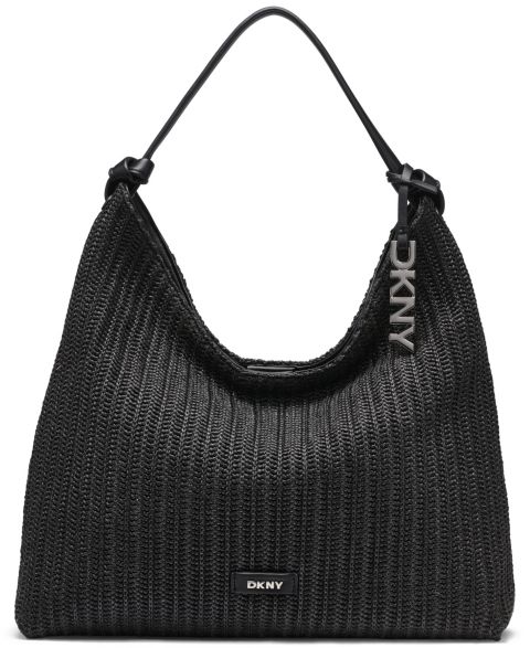 Женская сумка DKNY Paula Large Hobo Handbag, цвет: Чёрный / Серебряный