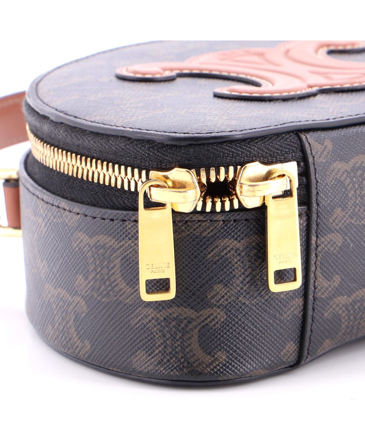 Pre-Owned Celine Half Moon Case Triomphe Coated Canvas with Leather