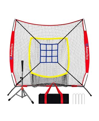 7x7ft Baseball Practice Net with Tee and Target