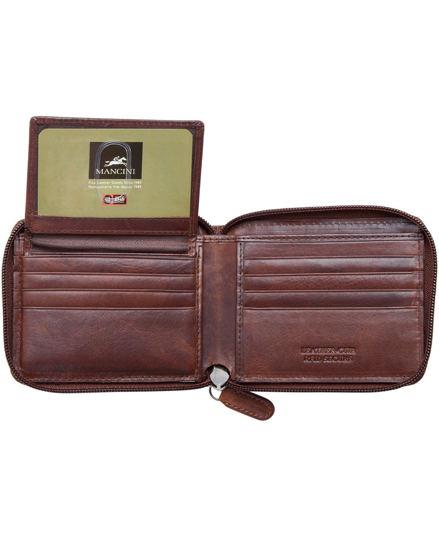 Men's Boulder Collection RFID Secure Zippered Wallet with Removable Passcase