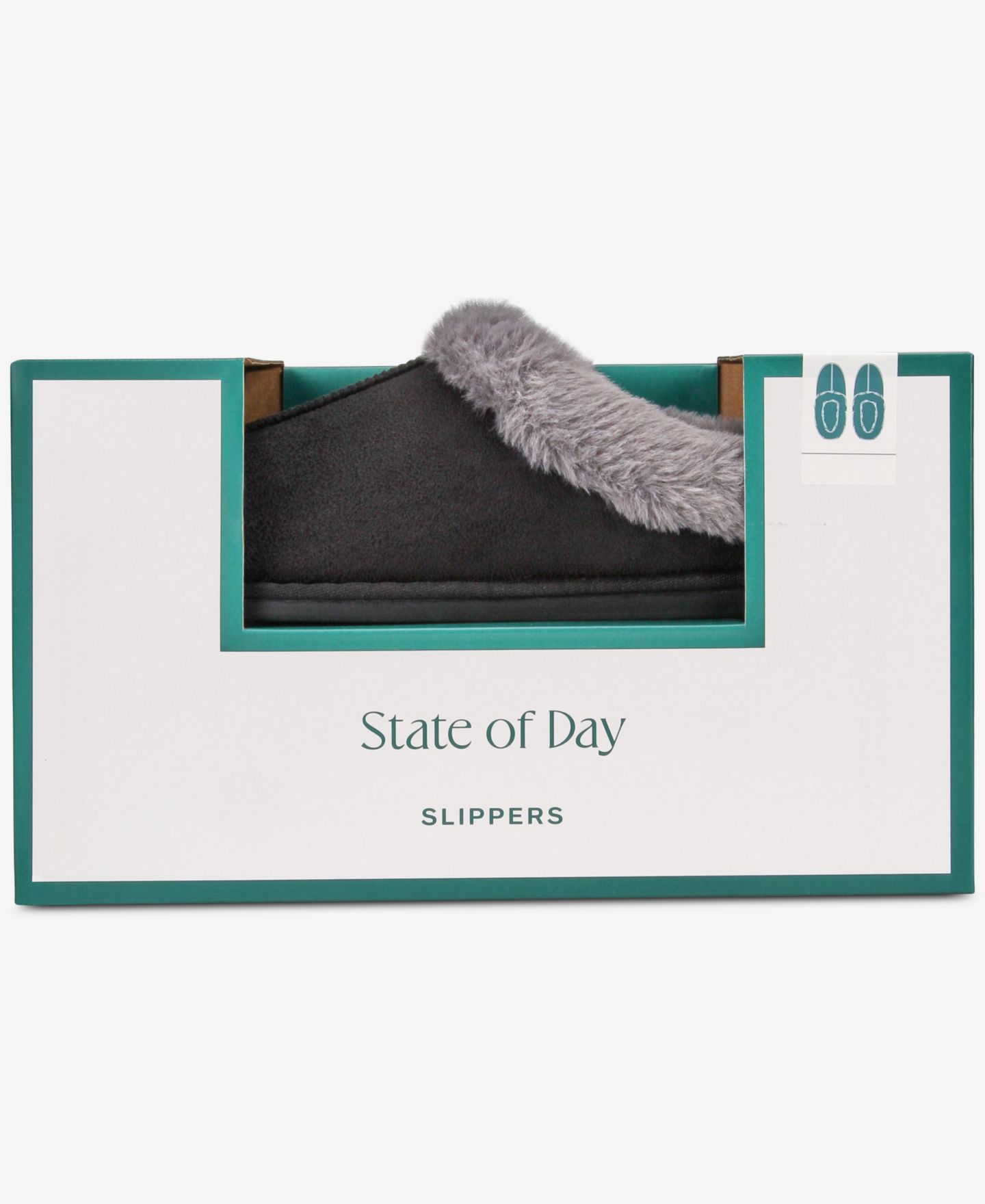 Женские сабо State of Day Boxed Faux-Fur-Collar Clog Slippers, цвет: Глубокий чёрный — фото 7