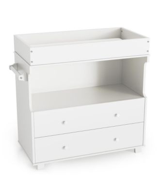 Modern Wooden Baby Changing Table Dresser with Drawers and Shelves Multi Use Station for Nursery Bedroom Kids Room