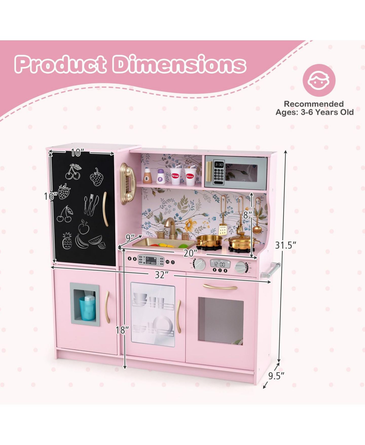 Детская игрушка Mecale Working Ice Maker Play Kitchen, Ages 3-6, цвет: Розовый — фото 3
