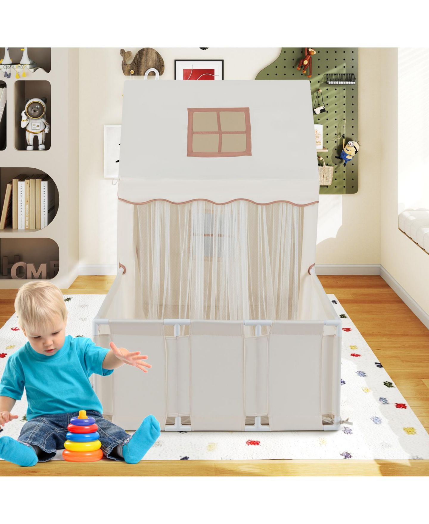 Детская игрушка Slickblue 2-in-1 Kids Play Tent with Playpen, Ages 3+, цвет: Бежевый — фото 5