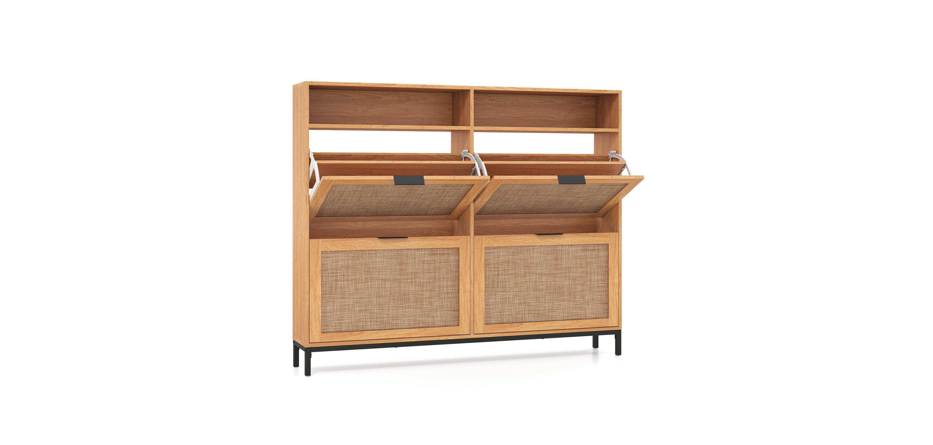 Slickblue Freestanding Shoe Cabinet with Adjustable Shelves and 4 Flip Drawers