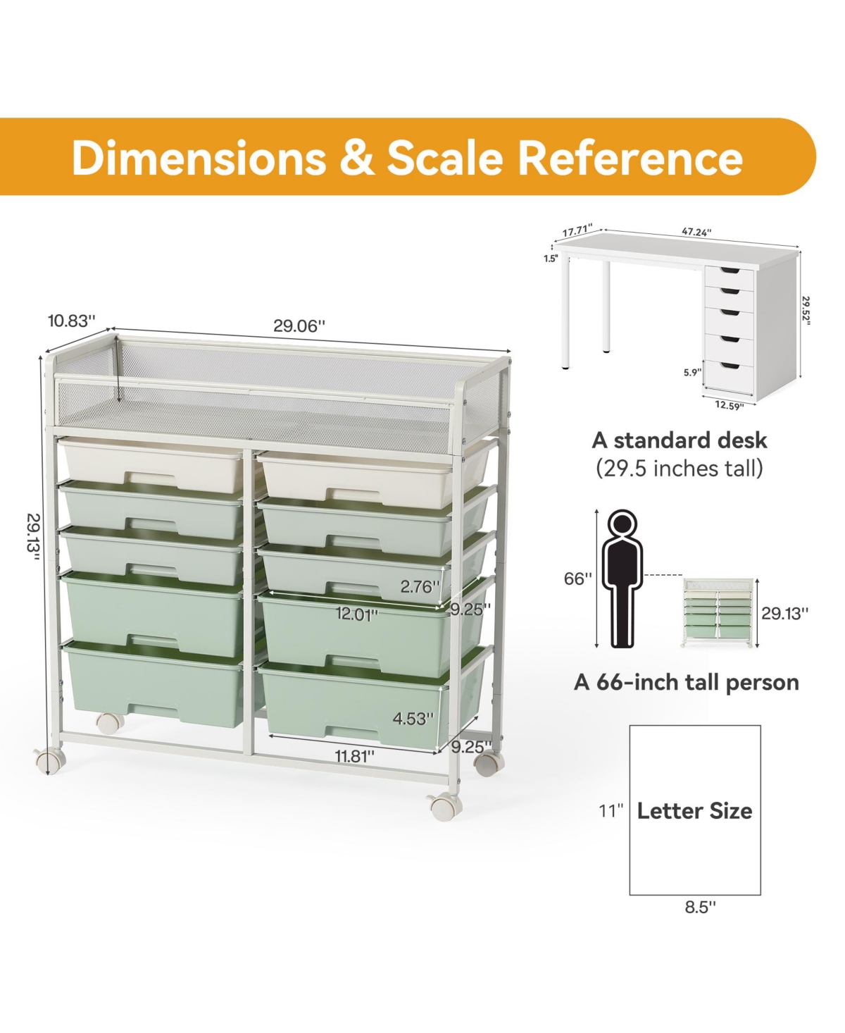 Tribesigns Rolling Craft Cart with 10 Drawers, Art Craft Organizers and Storage with Lockable Wheels, Utility Cart