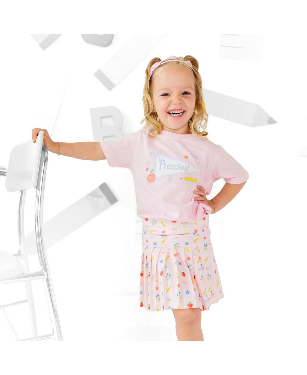 Sweet Wink Toddler Girls Preschool Pennant Short Sleeve T-Shirt