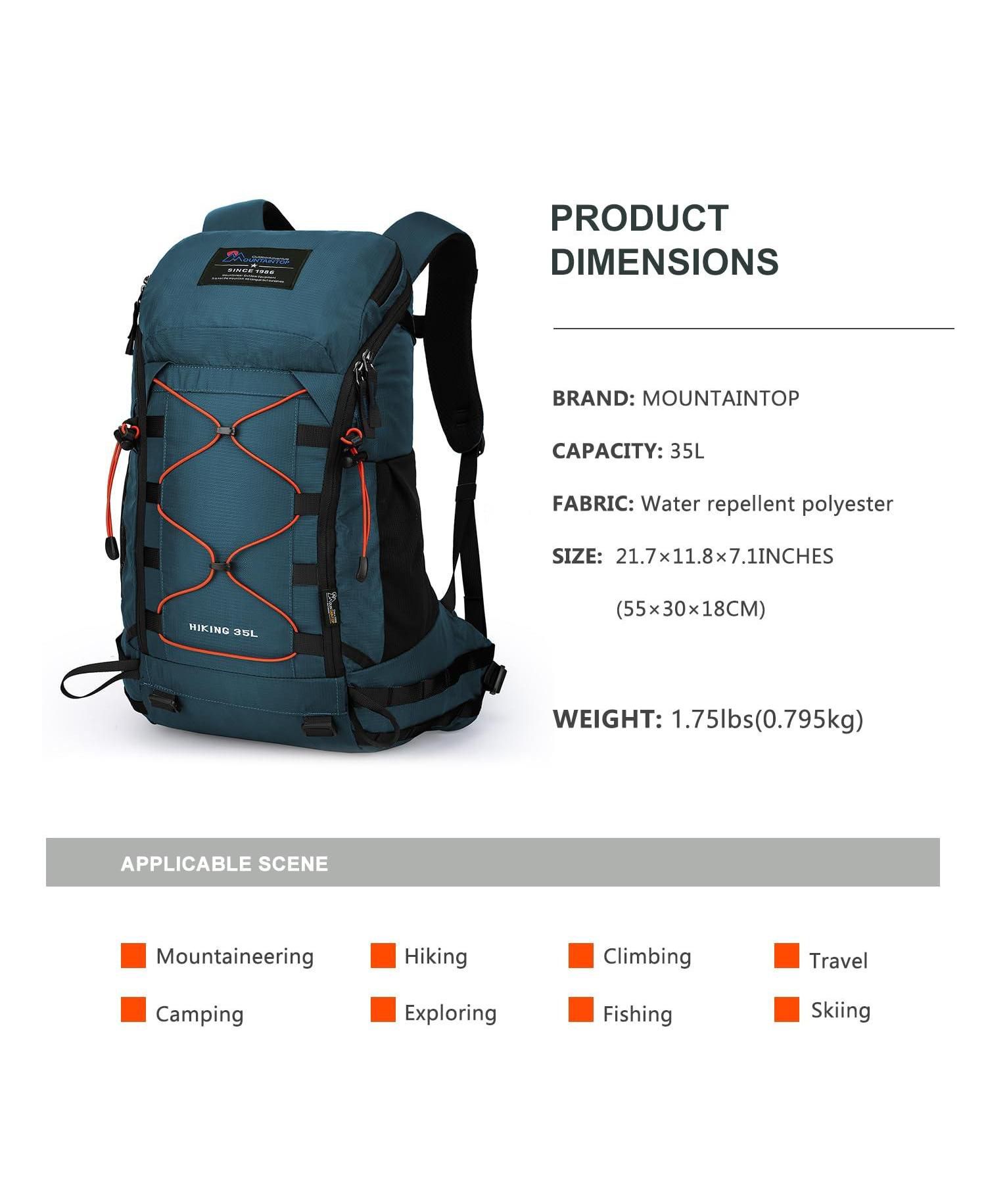 35 Liter Hiking Backpack Lightweight Outdoor Travel Camping Daypack with Rain Cover for Men and Women