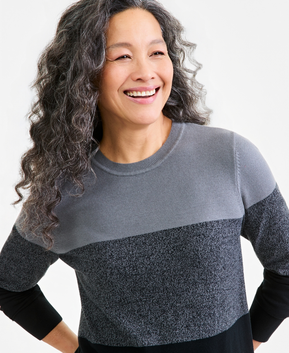 Style & Co Petite Crewneck Cotton Sweater, Macy's Exclusive