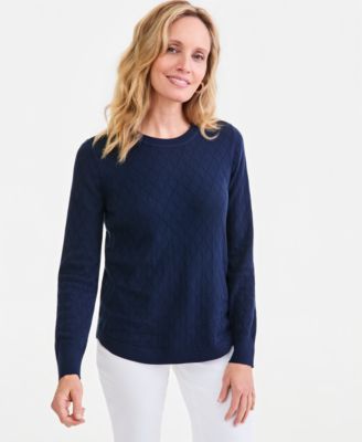 Women's Cotton Curved-Hem Sweater
