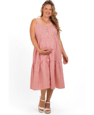 Plus Size Striped Tiered Overall Dress