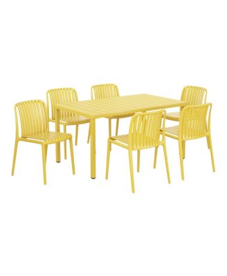 7-Piece Outdoor Patio Dining Table Set with Stackable Patio Chairs
