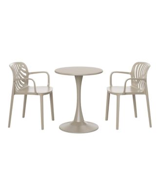 3-Piece Outdoor Indoor Metal Patio Dining Table Set With Stackable Patio Chairs