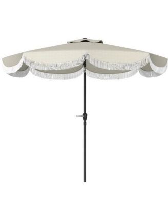 Outdoor Umbrella with Crank, Patio Umbrella, 8 Ribs, Push Button Tilt