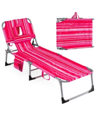 Tanning Chair with Face and Arm Holes Folding Outdoor Sunbathing Chair