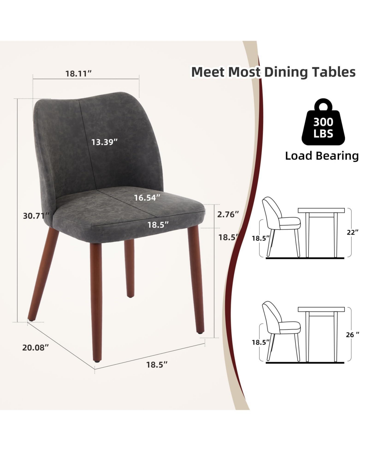 gaomon Set of 6 Leather Upholstered Dining Side Chairs