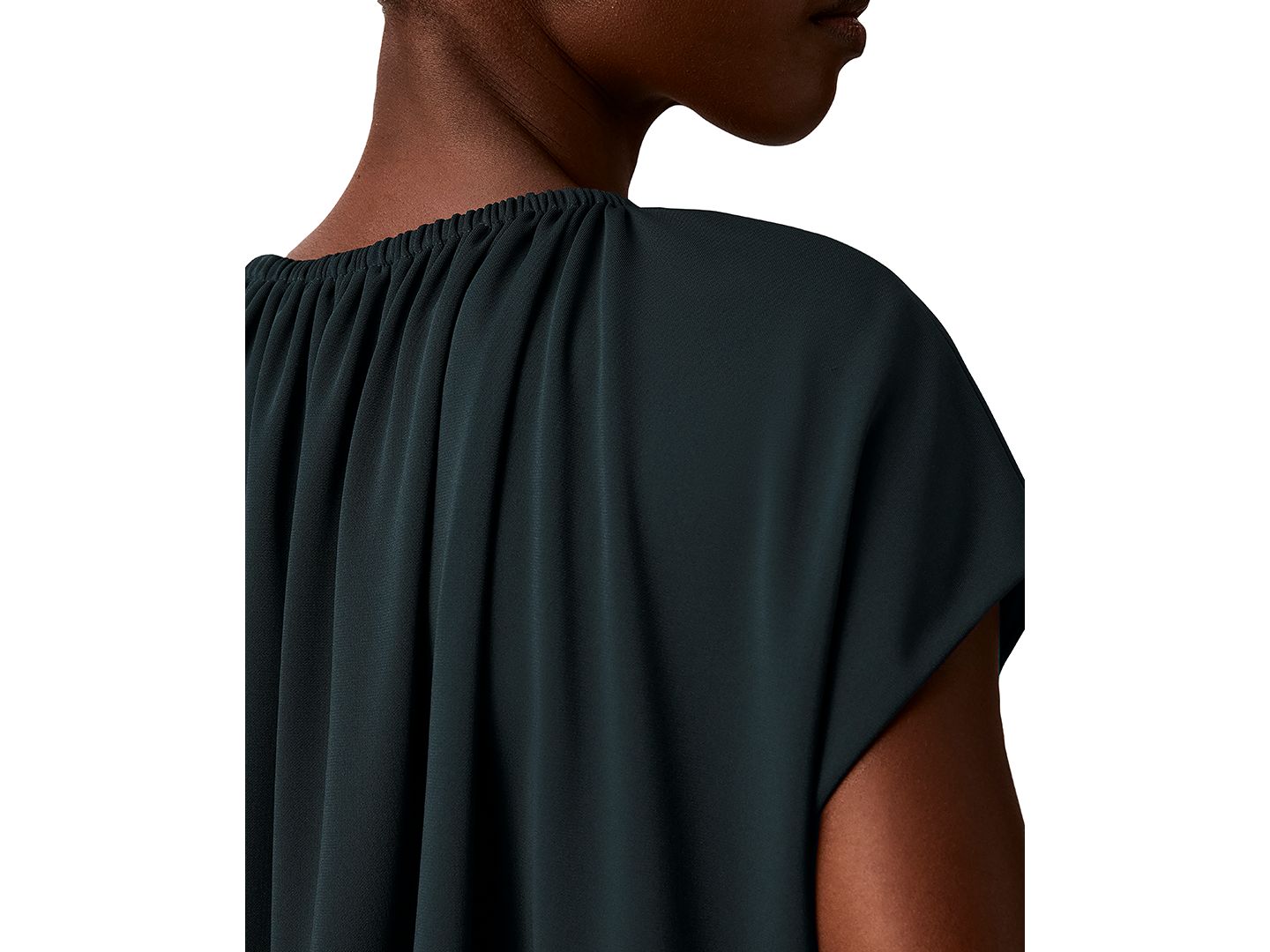 Женская блузка Calvin Klein Petite Shirred Extended-Shoulder Short-Sleeve, цвет: Насыщенный тёмно-синий — фото 6