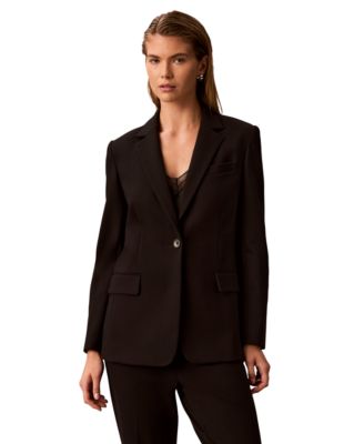 Petite One-Button Notch Collar Blazer